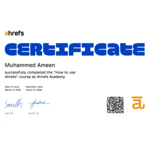 freelance seo expert in hyderabad-ahrefs certification